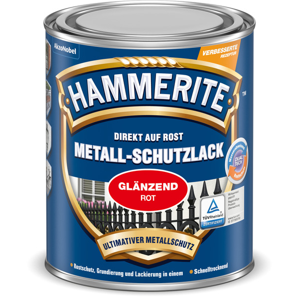 Bild 1 von Hammerite Metallschutzlack 'Direkt auf Rost' rot glänzend 250 ml