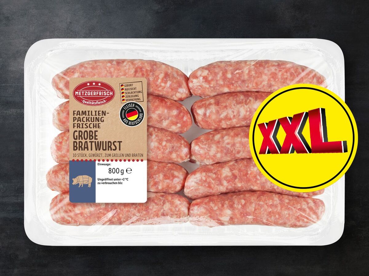 Bild 1 von Metzgerfrisch Frische grobe Bratwurst, 
         800 g