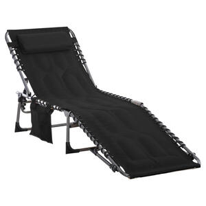 Outsunny Liegestuhl schwarz Stahl B/H/L: ca. 57x30x188 cm
