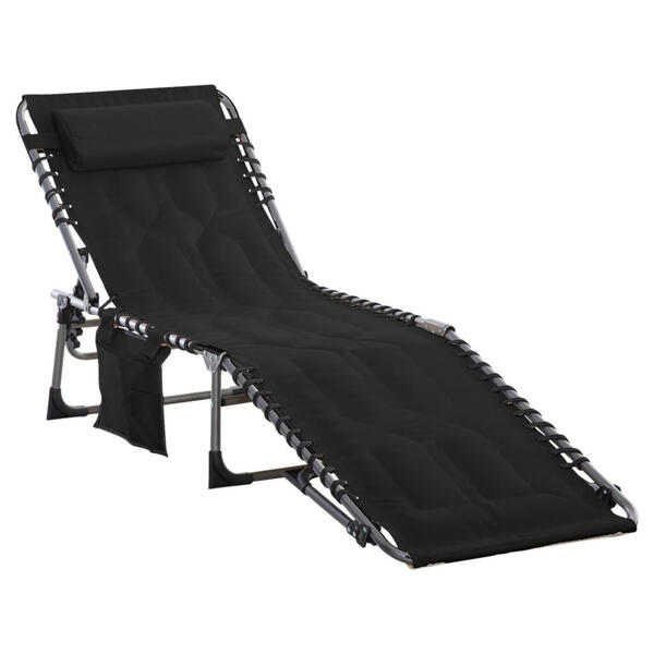 Bild 1 von Outsunny Liegestuhl schwarz Stahl B/H/L: ca. 57x30x188 cm