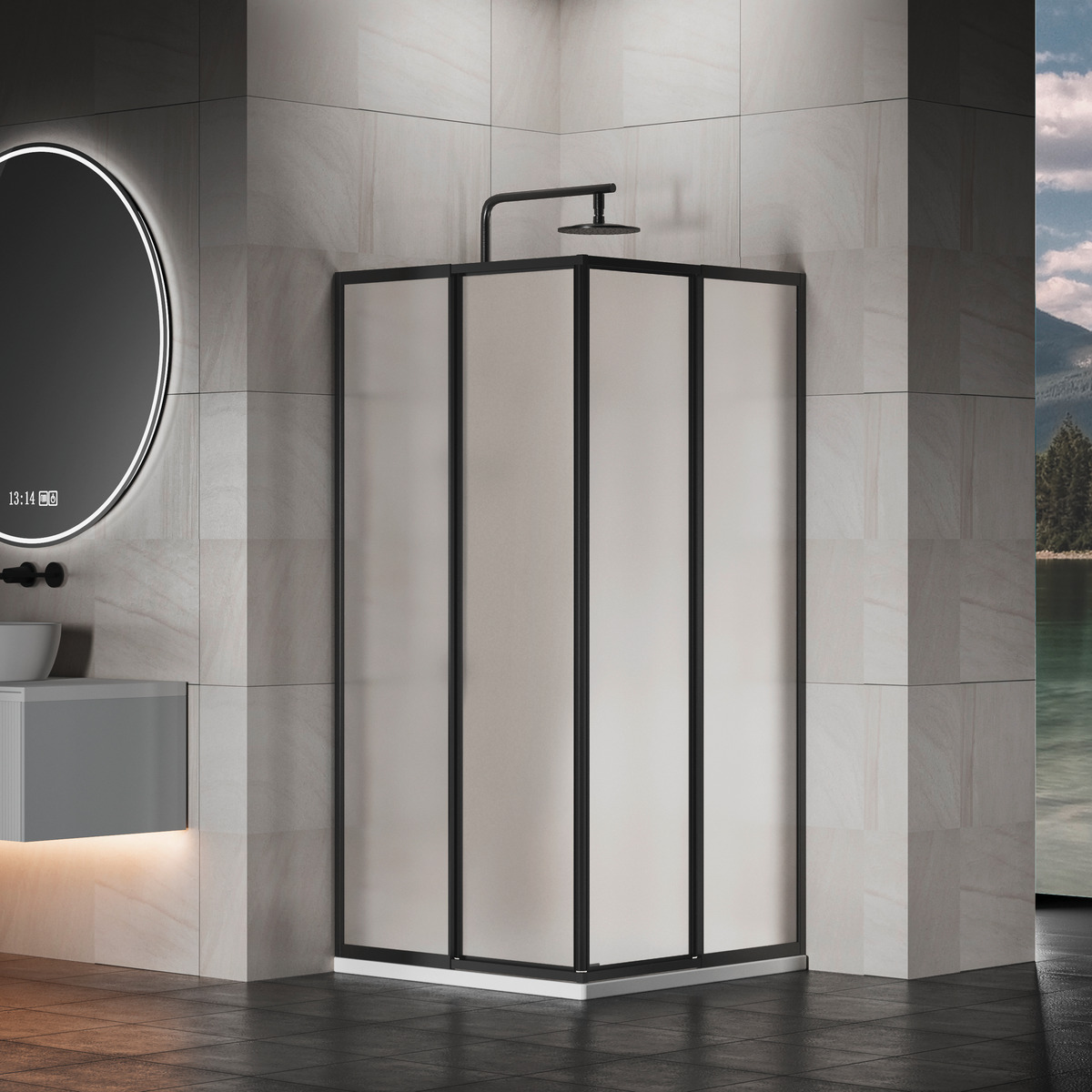 Bild 1 von Eckeinstieg 'Larissa' schwarz 73 x 73 cm