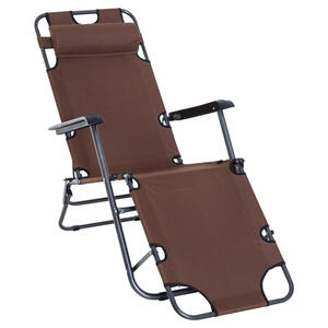 Outsunny Gartenliege braun Metall B/H/L: ca. 60x89x135 cm