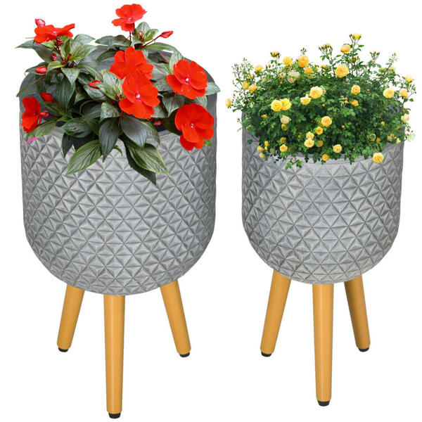 Bild 1 von Outsunny Blumentöpfe-Set grau Polypropylen B/H/L: ca. 30x52x30 cm
