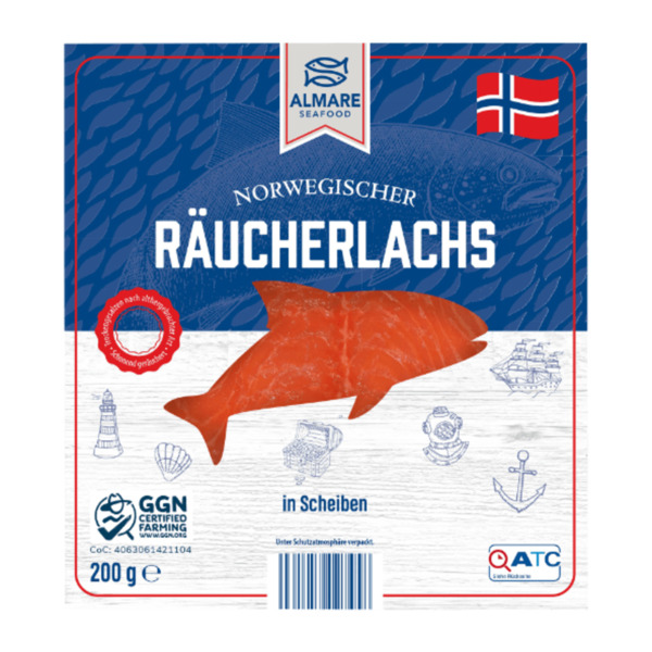 Bild 1 von ALMARE Norwegischer Räucherlachs 200g