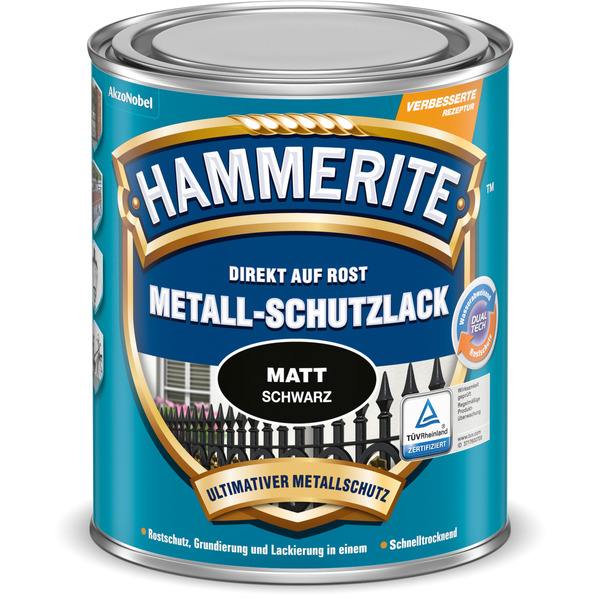 Bild 1 von Hammerite Metallschutzlack 'Direkt auf Rost' schwarz matt 250 ml