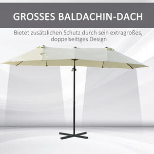 Outsunny Doppelschirm mit Kurbel cremeweiß Metall B/H/L: ca. 440x250x270 cm