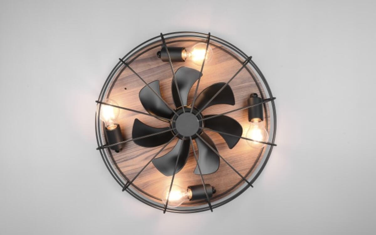 Bild 4 von Deckenleuchte/Ventilator Trondheim, schwarz/holzfarbig, 48,5 cm