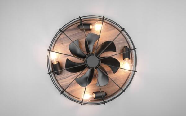 Bild 4 von Deckenleuchte/Ventilator Trondheim, schwarz/holzfarbig, 48,5 cm