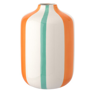 Große Vase mit Streifenmuster WEISS / ORANGE / TÜRKIS