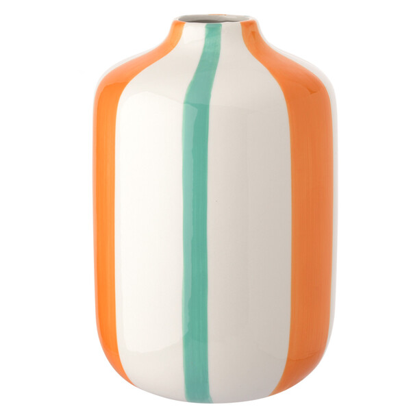 Bild 1 von Große Vase mit Streifenmuster WEISS / ORANGE / TÜRKIS