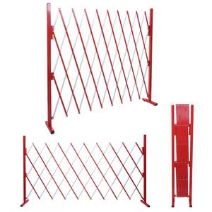 Absperrgitter MCW-B34, Scherengitter Zaun Schutzgitter ausziehbar, Alu rot-weiß ~ Höhe 153cm, Breite 32-265cm