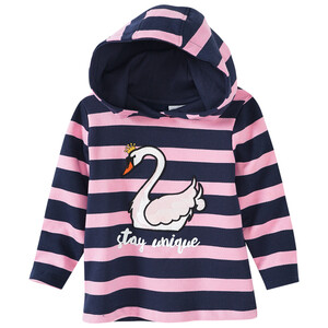 Mädchen Hoodie mit Schwan-Applikation ROSA / DUNKELBLAU