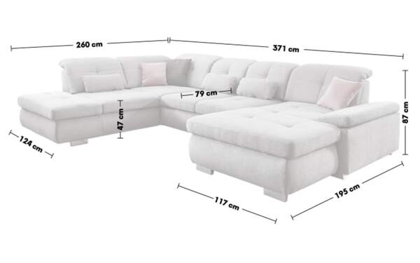 Bild 3 von Megapol - Wohnlandschaft MP-IN16012, silber, inkl. Sitztiefenverstellungen