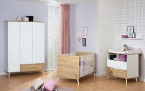 Vito - Babyzimmer 5011 in kreideweiß und Absetzungen in Eiche-Montana-Nachbildung