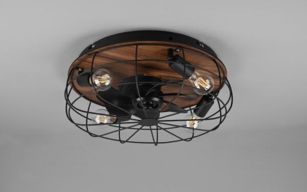 Bild 3 von Deckenleuchte/Ventilator Trondheim, schwarz/holzfarbig, 48,5 cm