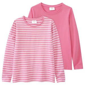 2 Mädchen Langarmshirts im Basic-Style PINK