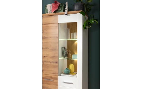 Bild 3 von Livin - Vitrine Matera, weiß/Altholz-Nachbildung, 2-türig, inkl. LED-Beleuchtung