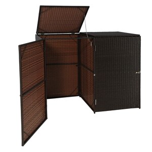 2er-Mülltonnenverkleidung MCW-E25, Mülltonnenbox Mülltonnenabdeckung, Poly-Rattan 2x120l ~ braun