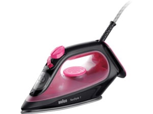 BRAUN TexStyle 1 SI 1070 PU Dampfbügeleisen (2000 Watt, Keramiksohle, SuperCeramic), Schwarz/Pink