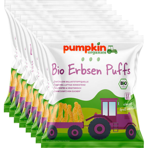 Bild 1 von Pumpkin Organics BIO Erbsen Puffs, 8er Pack