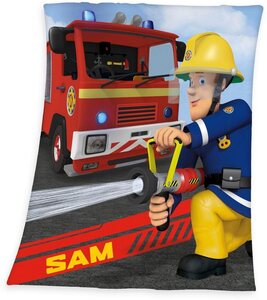 Kinderdecke Feuerwehrmann Sam, Feuerwehrmann Sam, weiche Qualität, Kuscheldecke