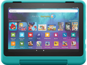 AMAZON Fire HD 8 Kids Pro (2022), Tablet, 32 GB, Zoll, Schwarz, mitgelieferte Hülle in Farbton Blau-Grün, Schwarz, mitgelieferte Hülle in Farbton Blau-Grün