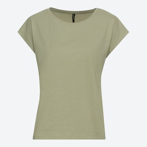 Damen-T-Shirt mit Zierknöpfen, Dark-green