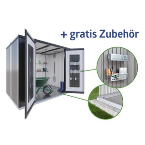 Biohort Geräteschrank SolidLine 190 Spezial Silber-Metallic BxT 192 x 155 cm