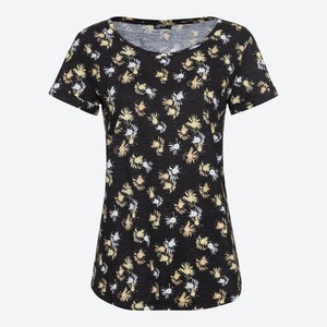 Damen-T-Shirt mit Blumenmuster, Black