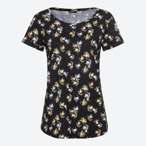 Bild 1 von Damen-T-Shirt mit Blumenmuster, Black