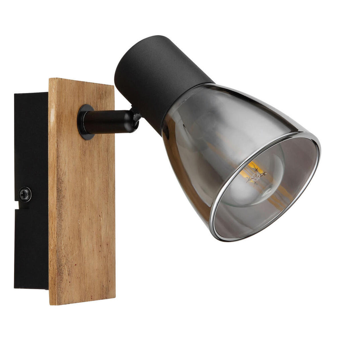 Bild 1 von Globo Strahler, Schwarz, Dunkelbraun, Holz, Metall, Glas, 15.5x14x7 cm, Wippschalter, Lampen & Leuchten, Innenbeleuchtung, Spots & Strahler