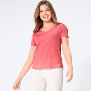 Damen-T-Shirt mit Wasch-Effekt, Pink