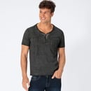 Bild 1 von Herren-T-Shirt mit Henley-Kragen, Black