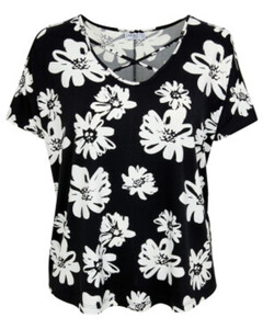 T-Shirt mit Cut-outs, Janina curved, V-Ausschnitt, Blumendruck
