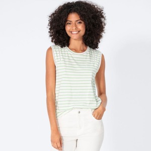 Damen-T-Shirt in Streifen-Design, Light-green