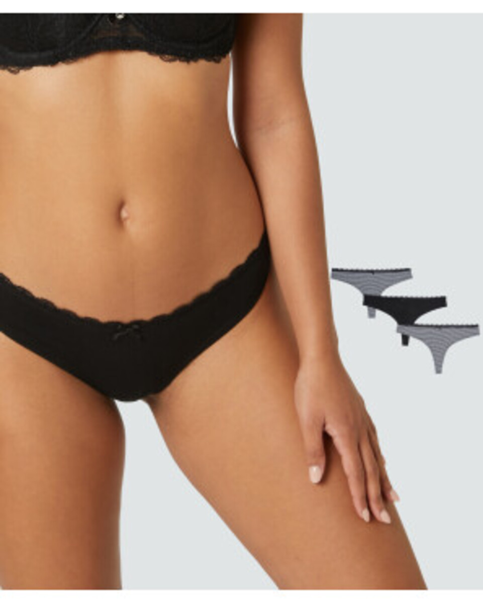 Bild 1 von Strings mit Wellenkante, 3er-Pack, Janina, schwarz