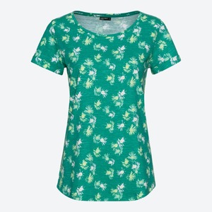 Damen-T-Shirt mit Blumenmuster, Green