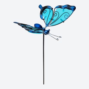 Gartenstecker mit Schmetterling, ca. 17,5x14,5x76cm, Blue