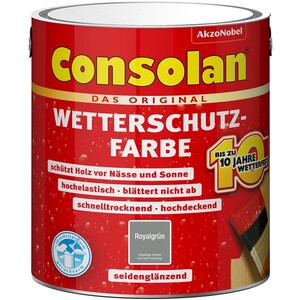 Consolan Wetterschutzfarbe Royalgrün Seidenglänzend 2,5 l