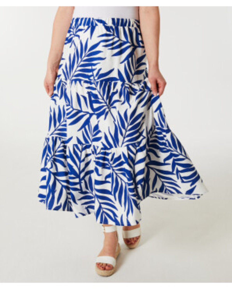 Bild 1 von Maxirock mit Stufenschnitt, Janina, elastischer Bund, weiß/blau