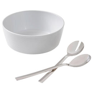 WMF Salatset Nuova, Silber, Weiß, Keramik, 3-teilig, 25.5x14x26 cm, rostfrei, Essen & Trinken, Geschirr, Schalen & Schüsseln, Salatschüsseln