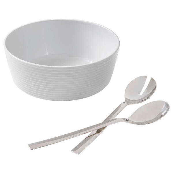 Bild 1 von WMF Salatset Nuova, Silber, Weiß, Keramik, 3-teilig, 25.5x14x26 cm, rostfrei, Essen & Trinken, Geschirr, Schalen & Schüsseln, Salatschüsseln