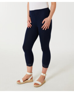 Leggings mit Spitze, Janina, Caprilänge, dunkelblau