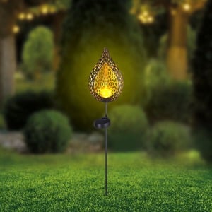 Solar-Stab "Flamme" aus Metall und Glas, ca. 90cm, Black