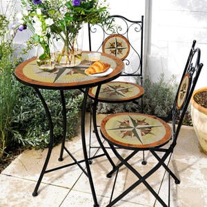 AXI Outdoor Living Bistroset Amélie Mosaik multicolor Metall B/H/L: ca. 60x92x60 cm