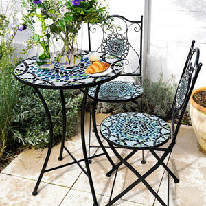 AXI Outdoor Living Bistroset Amélie Mosaik multicolor Metall B/H/L: ca. 60x92x60 cm