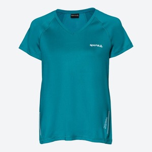 Damen-Funktions-T-Shirt mit Mesh-Einsätzen, Petrol