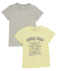 T-Shirts Sonne, 2er-Pack, Y.F.K., grau/gelb