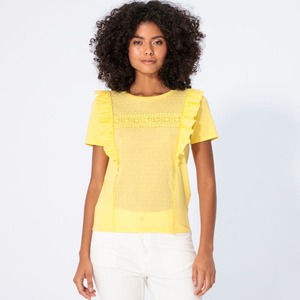 Damen-T-Shirt mit Dobbyeffekt, Yellow