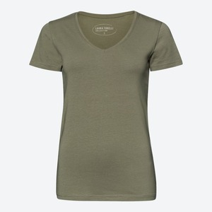 Damen-T-Shirt mit V-Ausschnitt, Dark-green